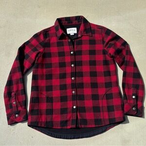 Orvis Red and Black Plaid Shirt Size M